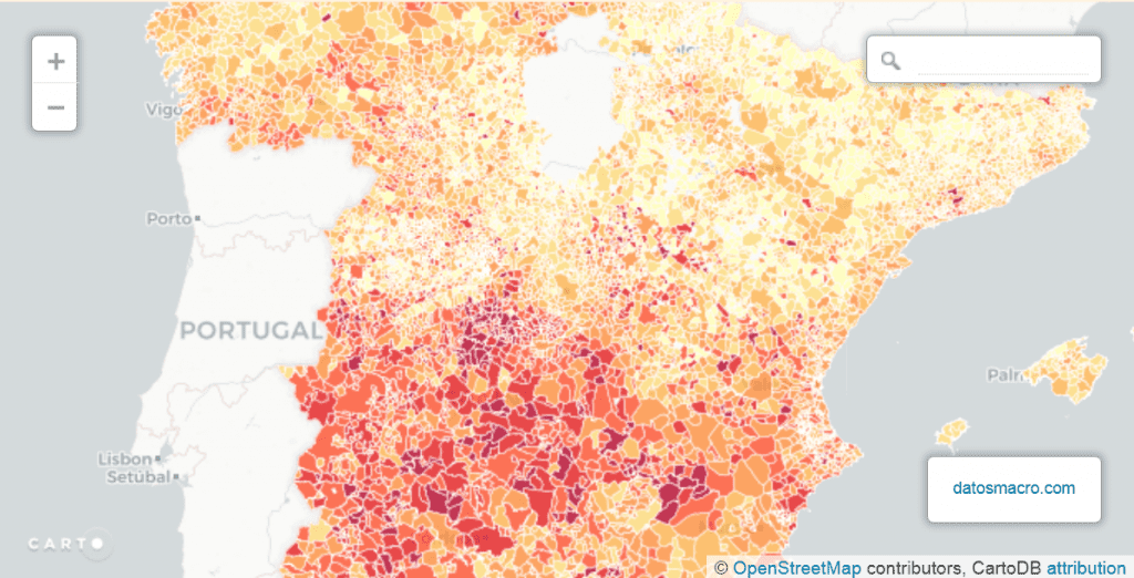 Mapa de desempleo España